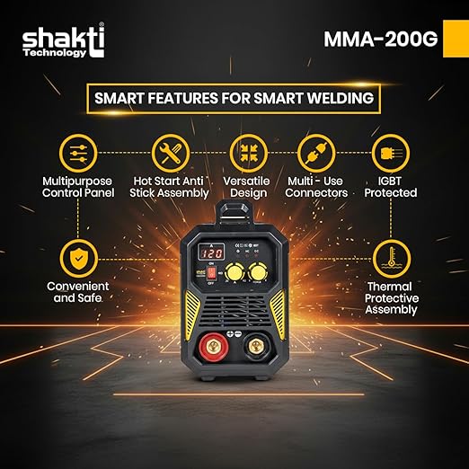 Shakti MMA-200G 200A IGBT Inverter ARC Welding Machine | Hot Start & Anti-Stick | Heavy Duty Single Phase Welder