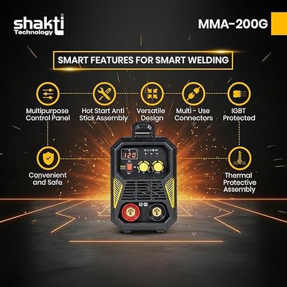 Shakti MMA-200G 200A IGBT Inverter ARC Welding Machine | Hot Start & Anti-Stick | Heavy Duty Single Phase Welder