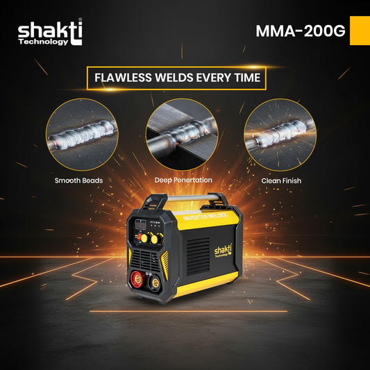 Shakti MMA - 200G 200A IGBT Inverter ARC Welding Machine | Hot Start & Anti - Stick | Heavy Duty Single Phase Welder - Mahaveer Tools Mahaveer Tools
