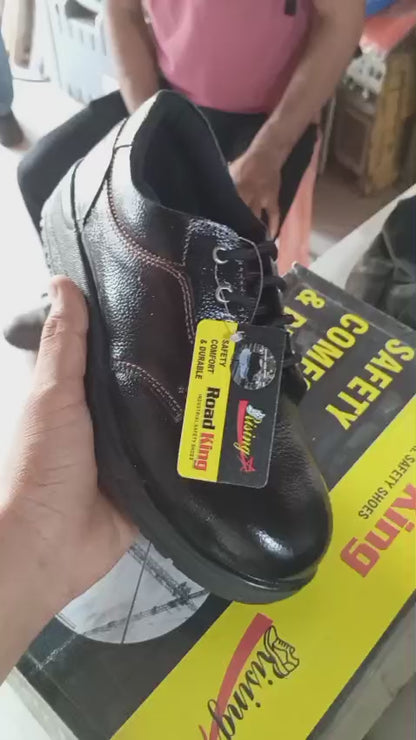 Road King Steel Toe Safety Shoes for Men | Industrial Work Safety Shoe | Oil & Slip Resistant | Heavy Duty Safety Footwear